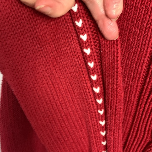 Northern Reflections 60% Cotton 40% Acrylic Turtleneck Sweater Red w Hearts - Picture 4 of 8